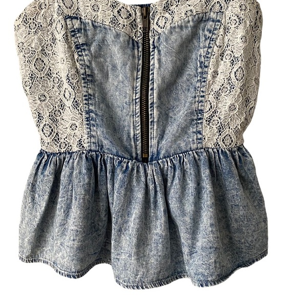 Kirra Jean Lace Peplum Zipper Detail Tank Top NWOT - Picture 3 of 12